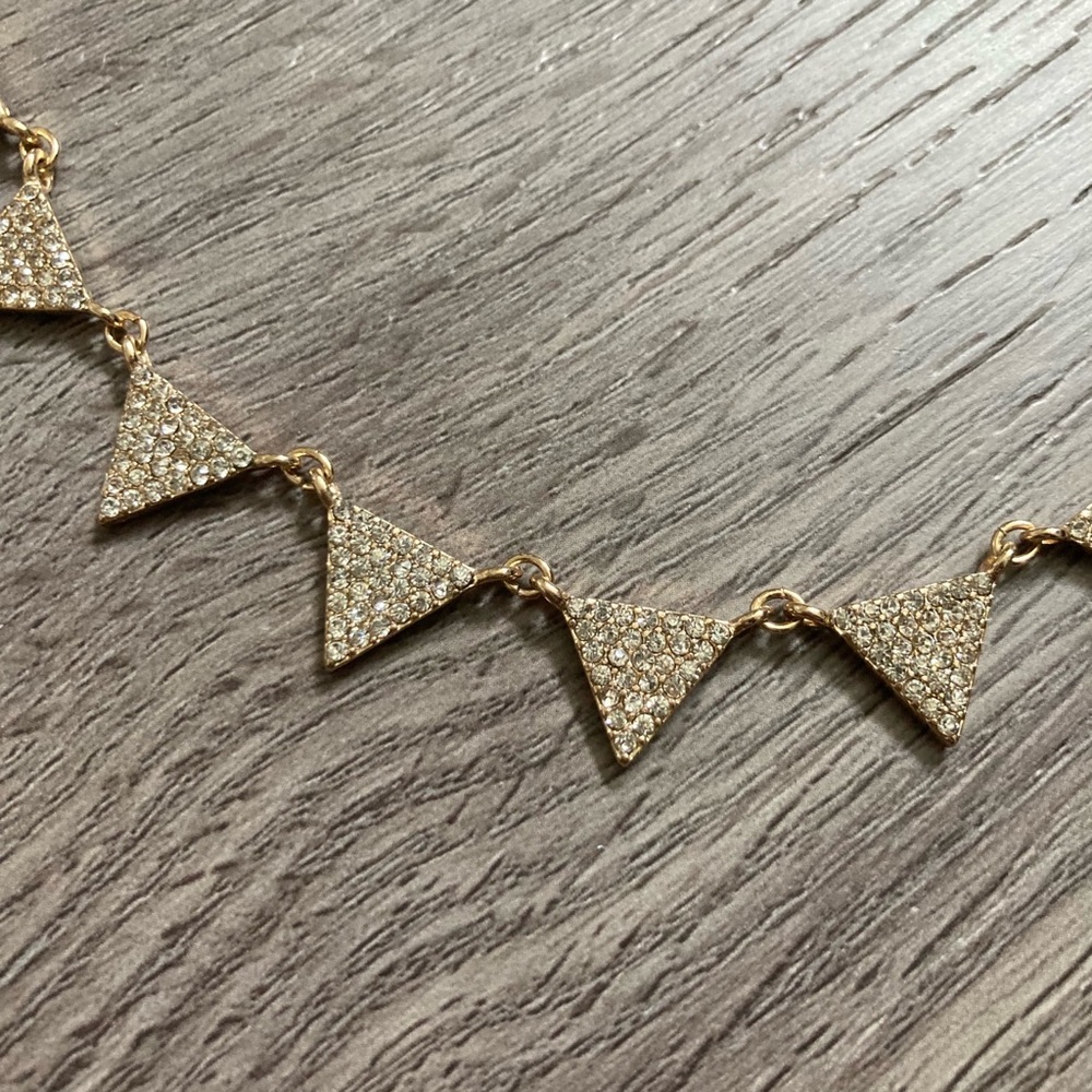 Aldo Triangle Necklace Gold & Rhinestone - Picture 3 of 4